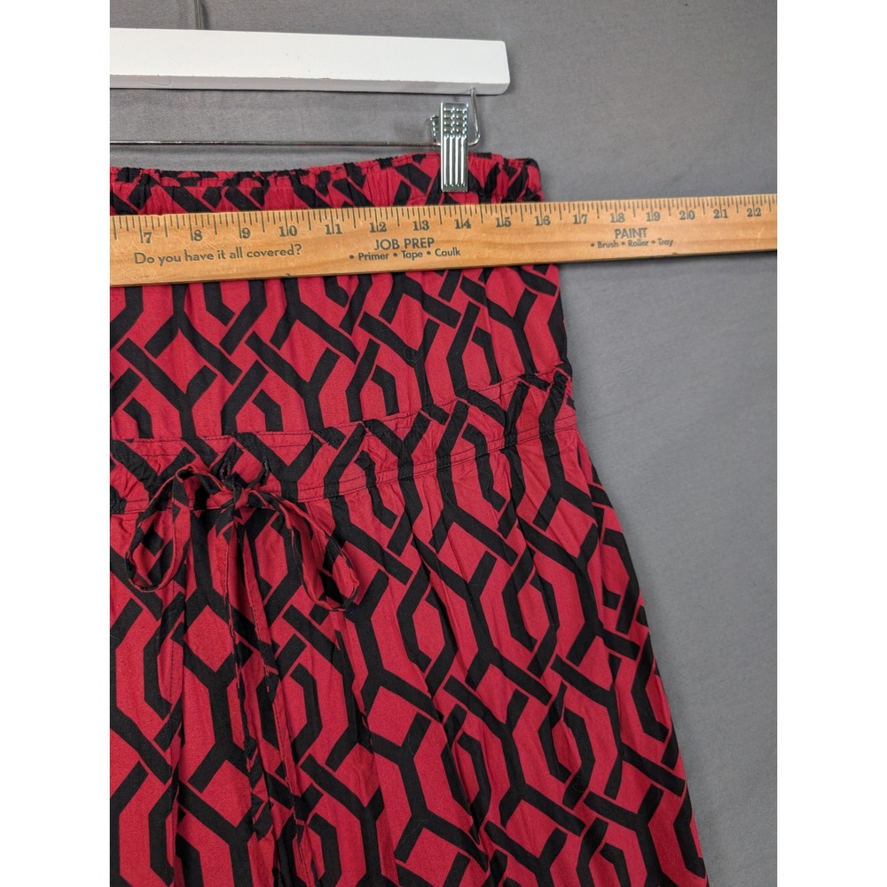 Escapada Beach Geometric Strapless Maxi Dress Red Black XL‎ Smocked Waist Rayon
